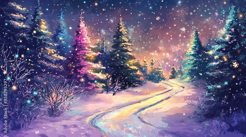 Experience the Magic of a Christmas Forest with Glowing Lights Experience the Magic of a Christmas Forest with Glowing Lights