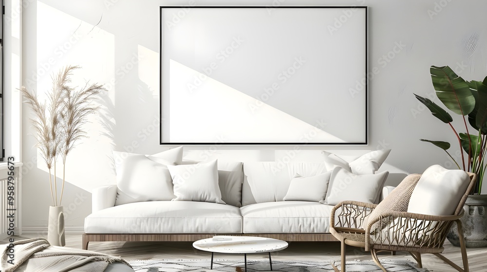 Frame mockup ISO A paper size Living room wall poster mockup. Interior mockup with house background. Modern interior design Frame mockup ISO A paper size Living room wall poster mockup. Interior mockup with house background. Modern interior design