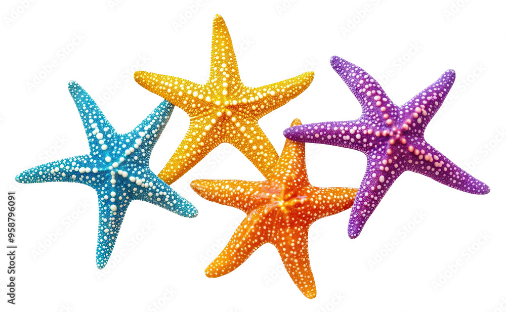 Bright and colorful starfish, cut out Bright and colorful starfish, cut out