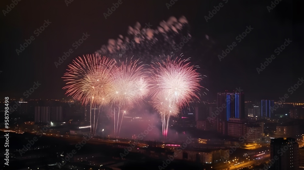 fireworks background at night party, new year's eve party fireworks background at night party, new year's eve party
