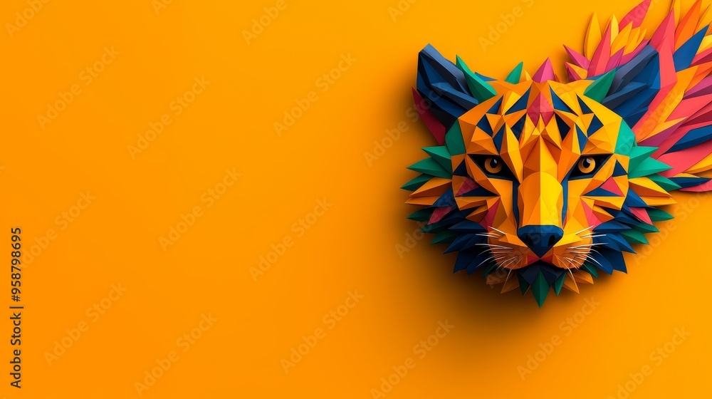 Obraz premium Circle icon, stylized animal face, flat design illustration