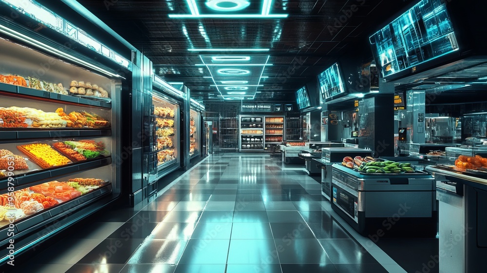futuristic food bank background concept futuristic food bank background concept