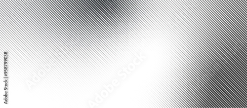 Abstract background with halftone stroke effect. Backdrop with dirty and grungy monochrome texture. Wallpaper with black white gradient lines. Striped retro vector illustration with outlines