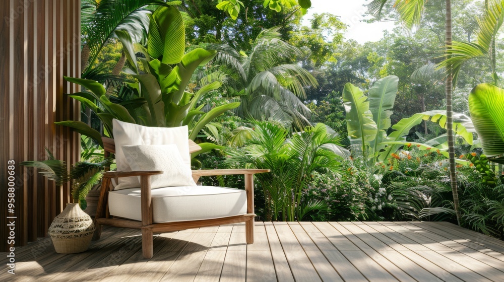 Relaxing Patio Chair in Tropical Jungle Setting Relaxing Patio Chair in Tropical Jungle Setting
