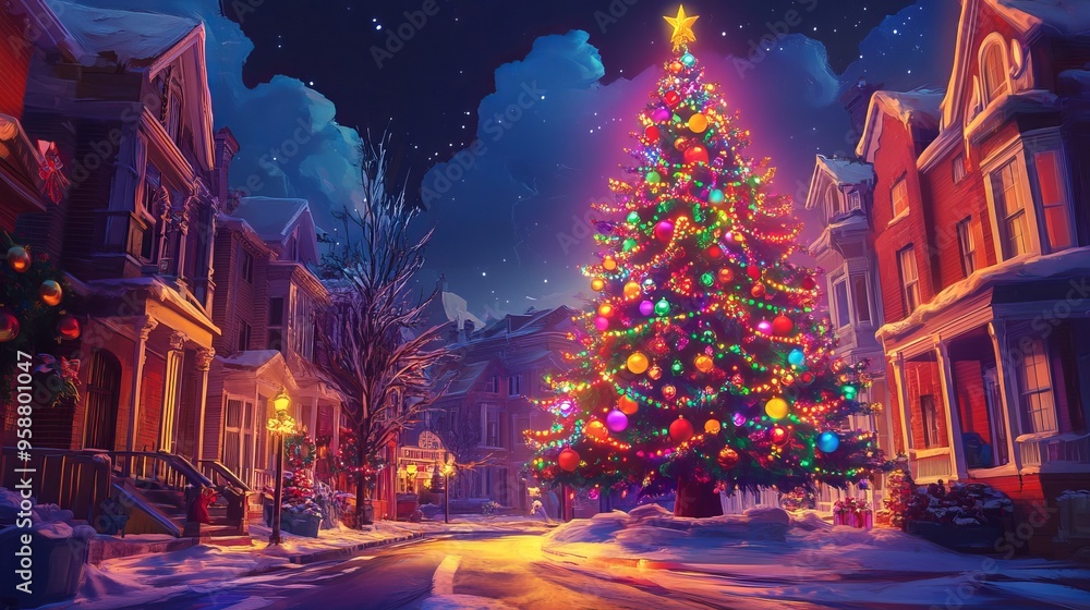 Glowing Christmas Trees in a Magical Forest Wonderland Glowing Christmas Trees in a Magical Forest Wonderland