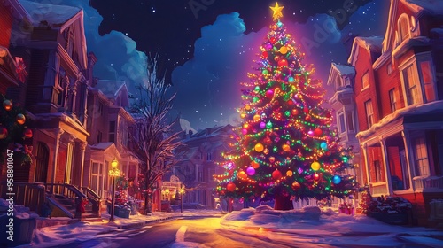 Glowing Christmas Trees in a Magical Forest Wonderland