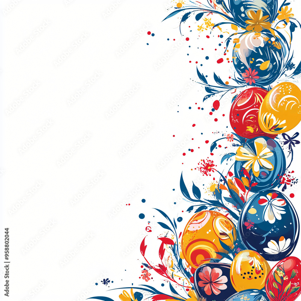 Abstract Easter egg border with floral and spring elements. Abstract Easter egg border with floral and spring elements.
