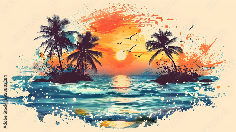 Summer Beach t shirt design -