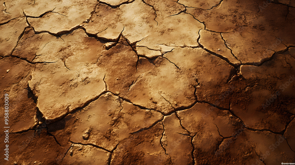 The cracked, parched texture of desert clay, with deep fissures and a dusty, earthy tone, conveying dryness and the harshness of the environment.
The cracked, parched texture of desert clay, with deep fissures and a dusty, earthy tone, conveying dryness and the harshness of the environment.