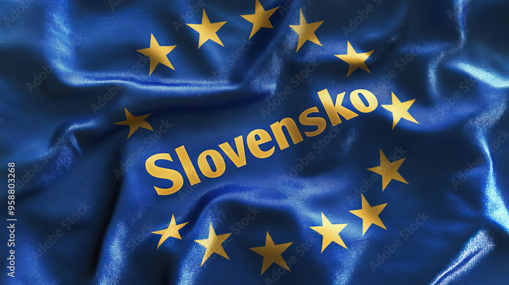 A picture of the European Union flag with the word A picture of the European Union flag with the word
