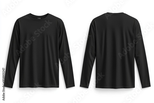 Black long sleeve tshirt mockup isolated created with Generative AI