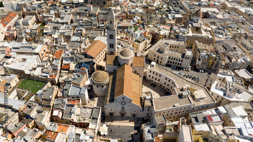 Aerial view of Bari Cathedral in Puglia, Italy. The Metropolitan Cathedral Basilica of Saint Sabinus is a Catholic church located in the historic center of the city, called Old Bari. photo