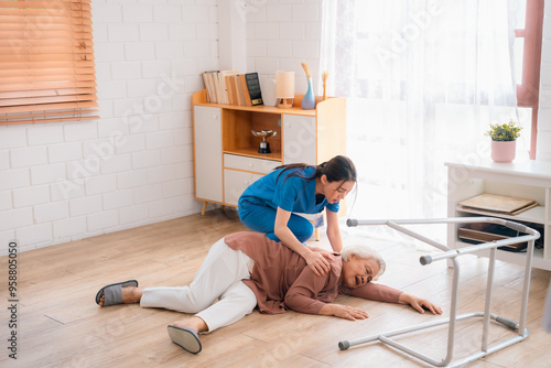 senior patient falling on t...