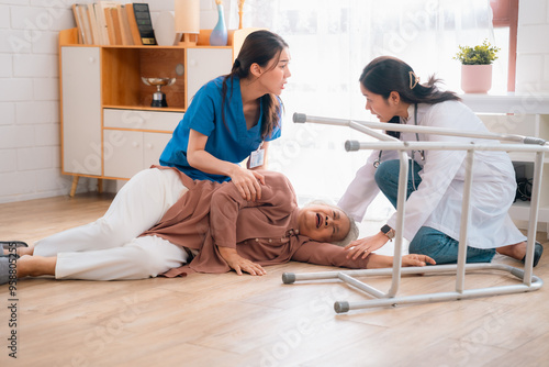 senior patient falling on t...