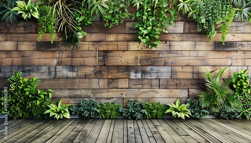 Wooden wall planters background,