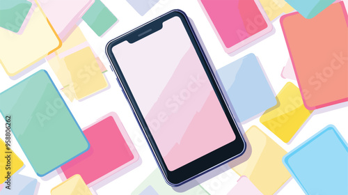Application on Realistic Smartphone Colorful Technology Interface