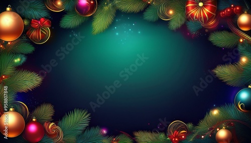 christmas background with christmas tree and decorations