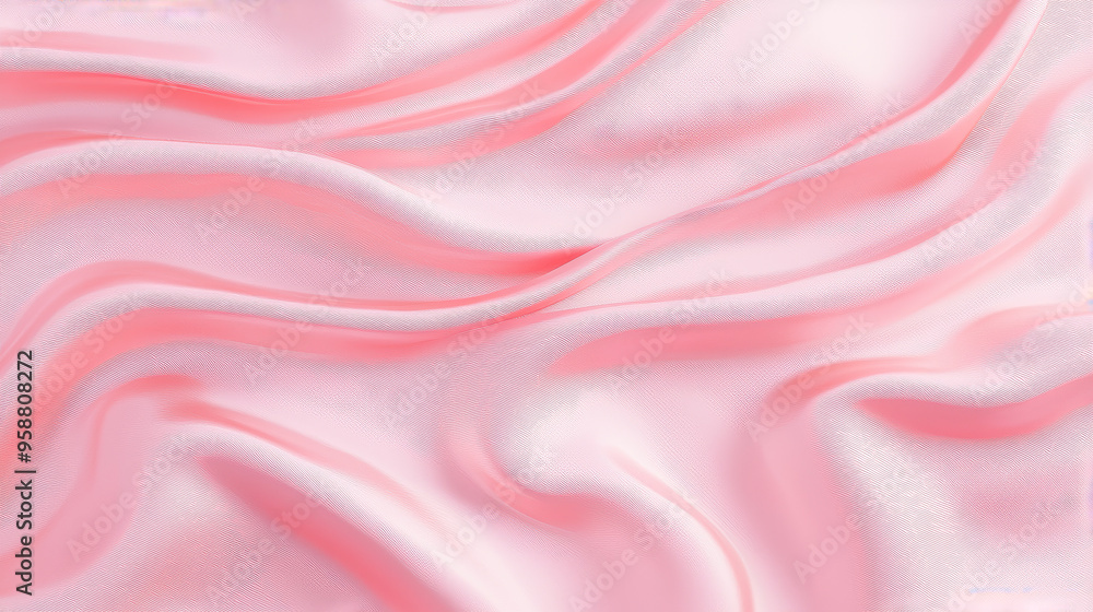 This image captures the smooth, flowing folds of pink satin fabric, elegantly arranged to exude a luxurious and soft feel, highlighting its rich texture and delicate beauty. This image captures the smooth, flowing folds of pink satin fabric, elegantly arranged to exude a luxurious and soft feel, highlighting its rich texture and delicate beauty.