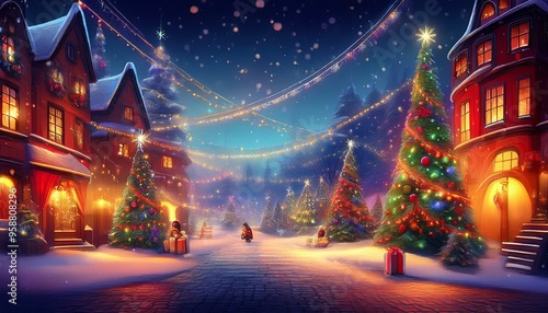 Wallpaper Mural christmas tree at night Torontodigital.ca