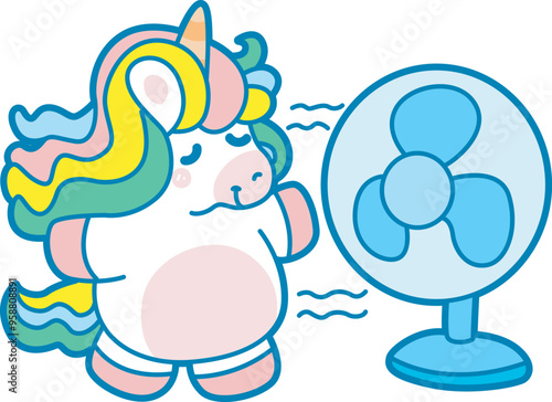 Illustration of cute unicorn activities icon.
Funny rainbow unicorn daily routine stickers.