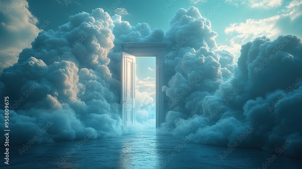 white clouds going through flying out the open door objects isolate on bright re backgroun abstract metaphor modern minimal concept surreal dream scene white clouds going through flying out the open door objects isolate on bright re backgroun abstract metaphor modern minimal concept surreal dream scene
