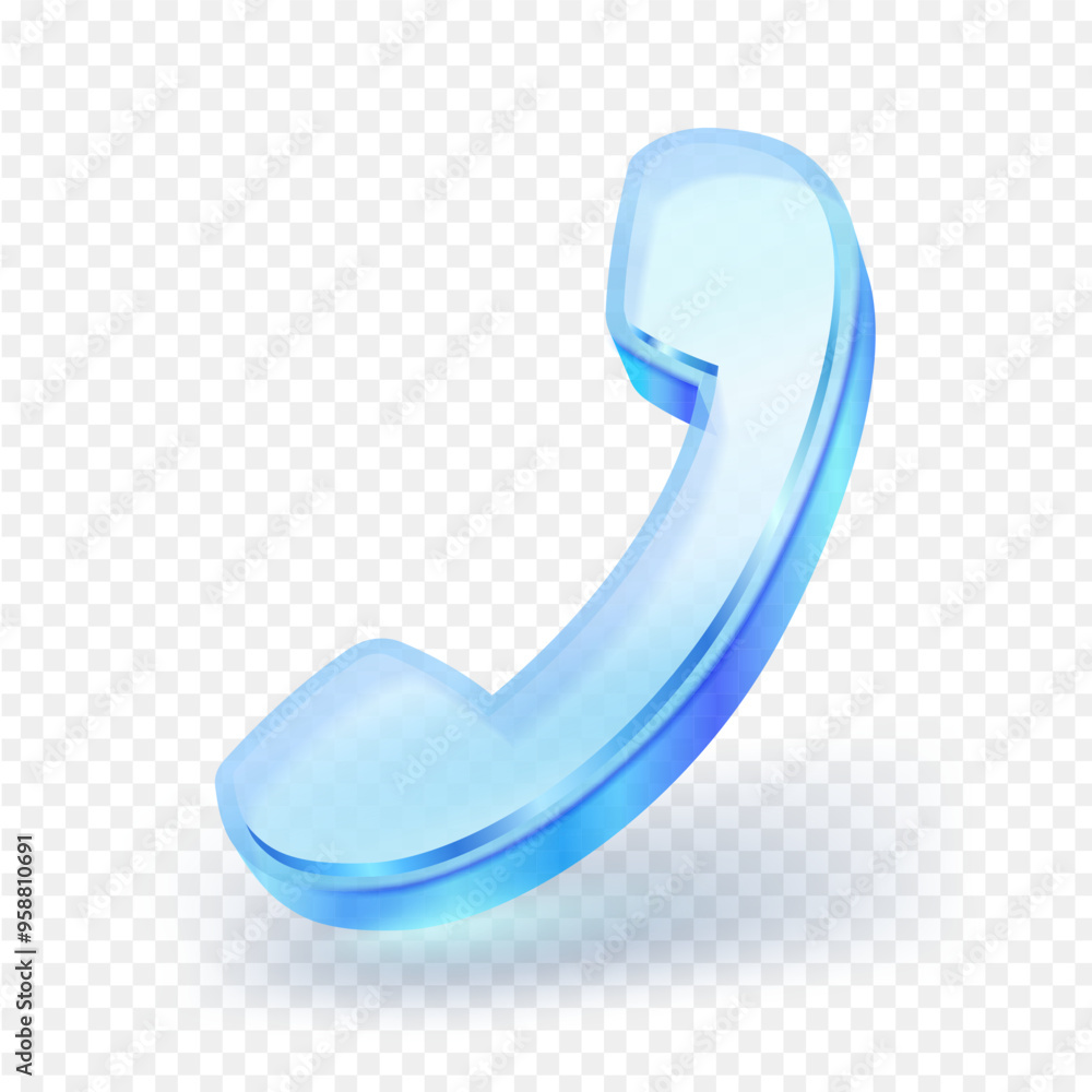 © Vectorman2017 - 3D glass phone icon. Blank application icon glass panel or acrylic with reflection isolated on white background. 3D vector illustration.