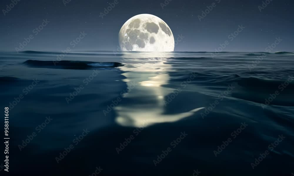 Reflection of the moon on a calm ocean at night. Video Reflection of the moon on a calm ocean at night. Video