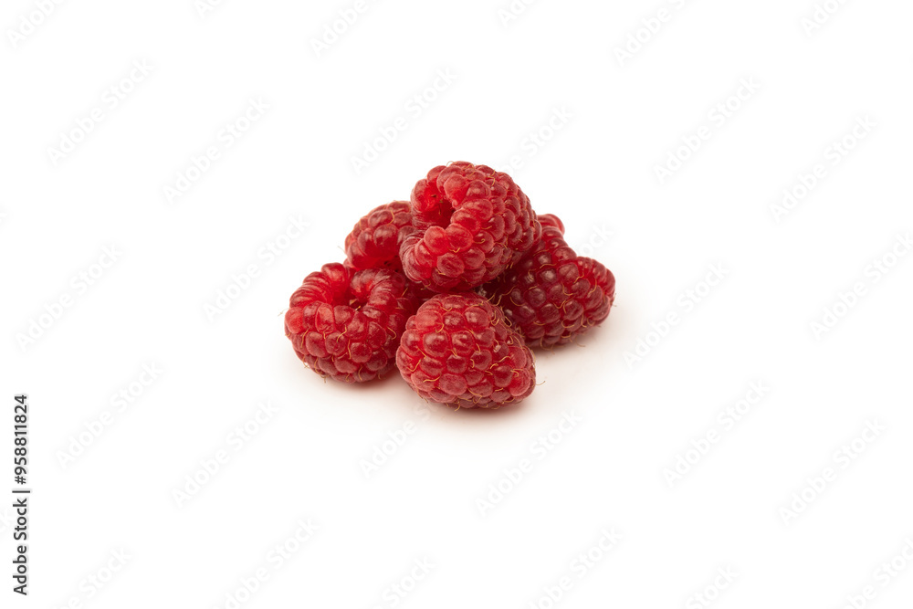 Tasty fresh raspberry isolated on a white background. Top view. Tasty fresh raspberry isolated on a white background. Top view.