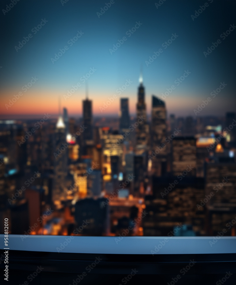 A podium displays discounted products, new products, and a city background. A podium displays discounted products, new products, and a city background.