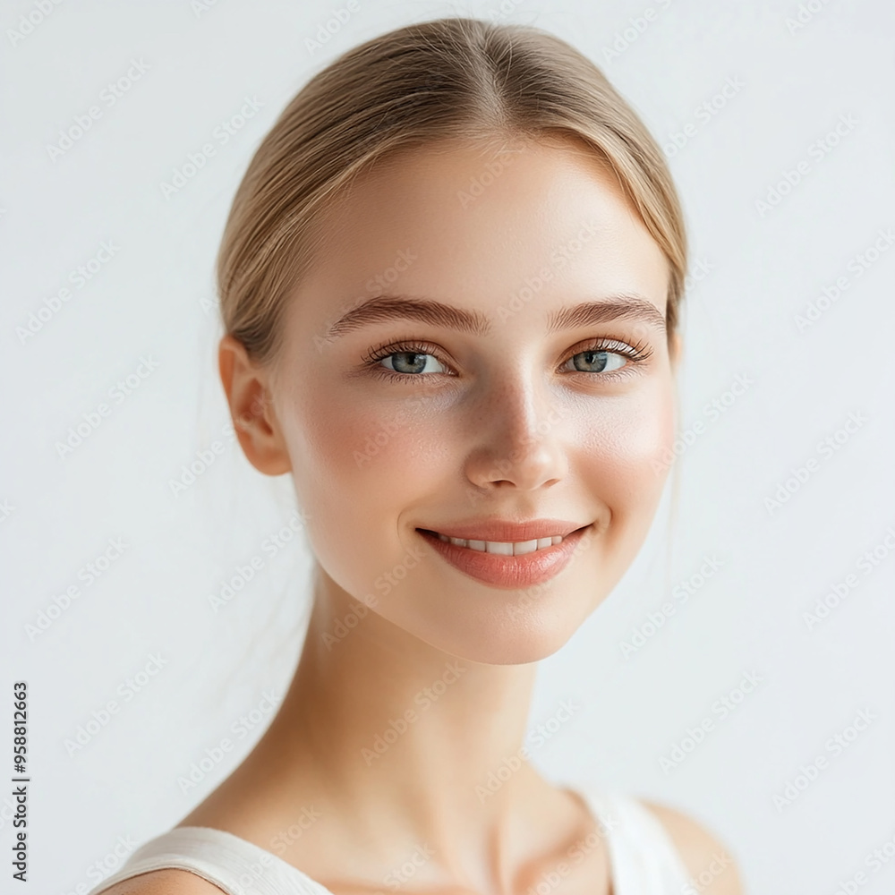 A beautiful woman close-up, facial skin care display A beautiful woman close-up, facial skin care display