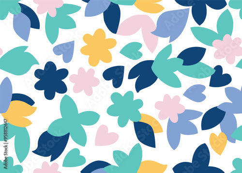 SEAMLESS DOODLE  FLORAL PATTERN IN  EDITABLE VECTOR FILE
