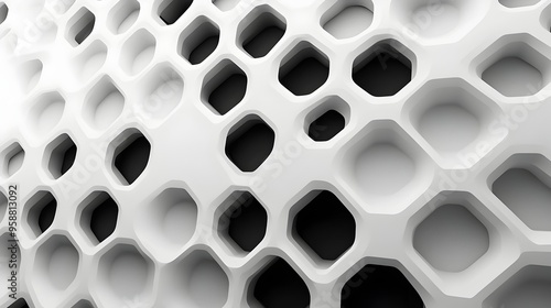 Minimalist Modern Geometric Honeycomb Pattern on Clean White Background