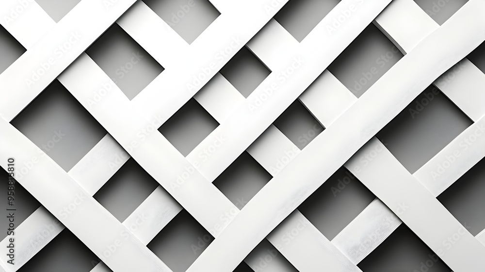 Fototapeta premium Monochrome Diamond Pattern with Black Diagonal Stripe on White Backdrop