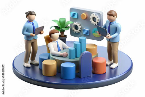 Strategic AI-Powered Data Management Team Meeting for Optimized Processing and Cost Control in Modern Office Setting - Stock Photo Concept