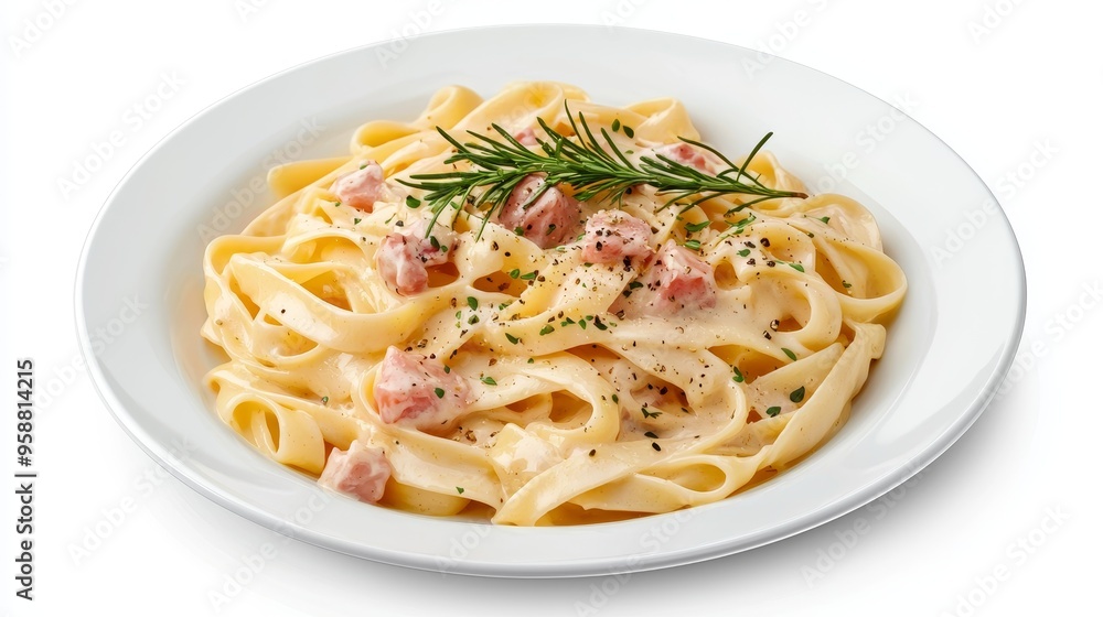 Creamy pasta dish with thick sauce, perfect Italian cuisine presentation, 3D illustration