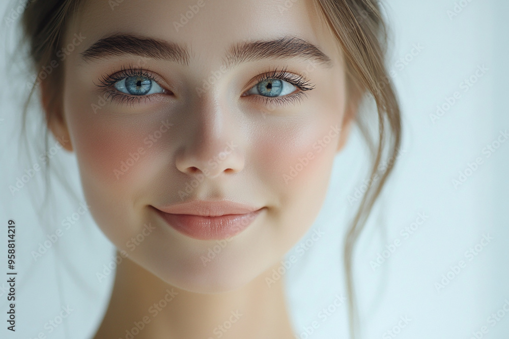 A beautiful woman close-up, facial skin care display A beautiful woman close-up, facial skin care display