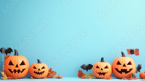 Simple Halloween pumpkin arrangement with bats