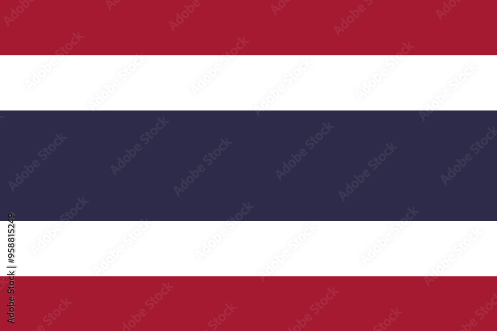 Naklejka premium National Flag Kingdom of Thailand - vector, Siam, Trairanga