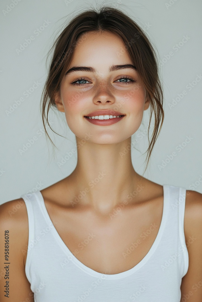 A beautiful woman close-up, facial skin care display A beautiful woman close-up, facial skin care display