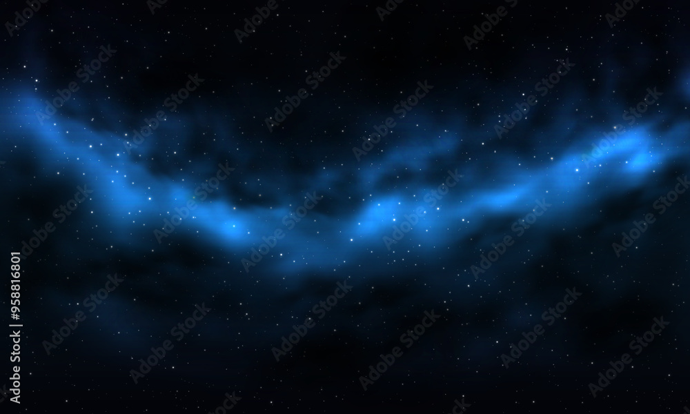 Obraz premium Sky blue galaxy cloud nebula stars dark night universe milky way cosmos vector illustration.