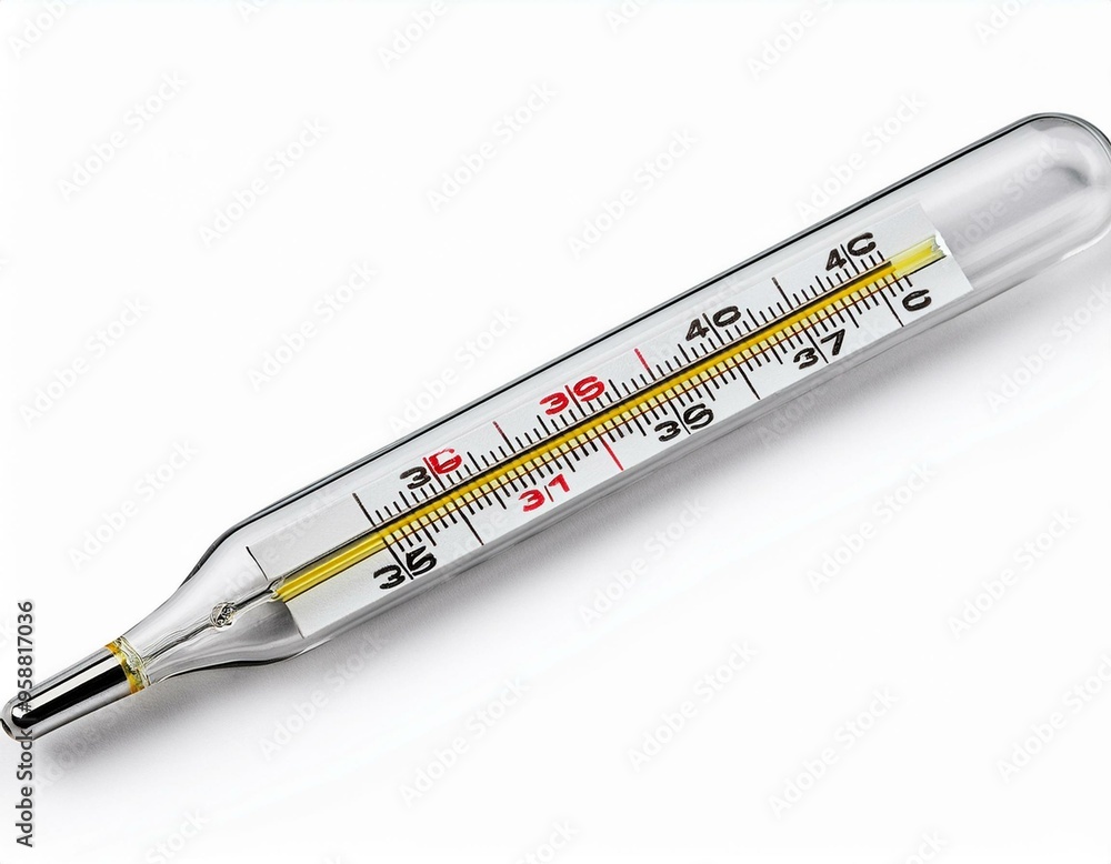 mercury thermometer, isolated on white background, full depth of field mercury thermometer, isolated on white background, full depth of field