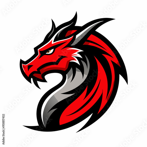 logo red dragon red and black colors vector illustration