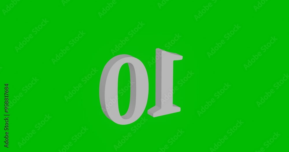 Animation of rotation of a white number ten symbol with shadow. Simple and complex rotation. Seamless looped 4k animation on green chroma key background Animation of rotation of a white number ten symbol with shadow. Simple and complex rotation. Seamless looped 4k animation on green chroma key background