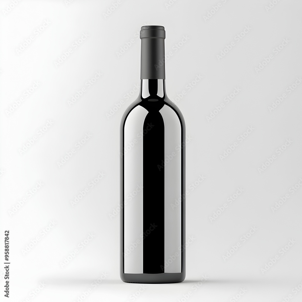 Premium Wine Bottle Packaging Mockup in Macro Shot on White Background Premium Wine Bottle Packaging Mockup in Macro Shot on White Background