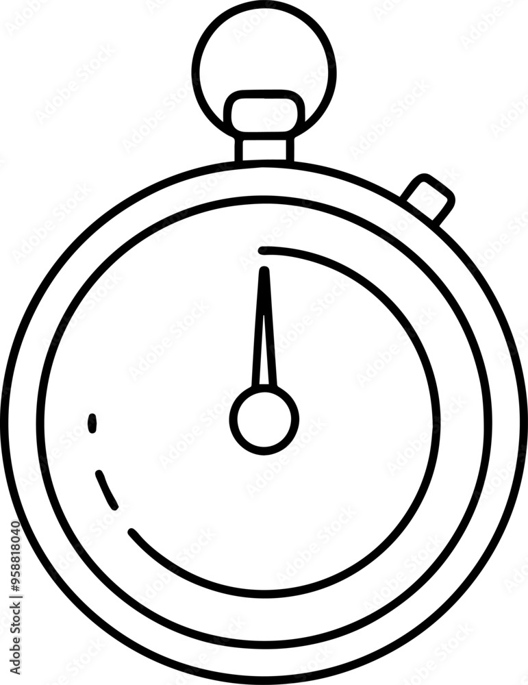Stopwatch icon linear silhouette vector Stopwatch icon linear silhouette vector