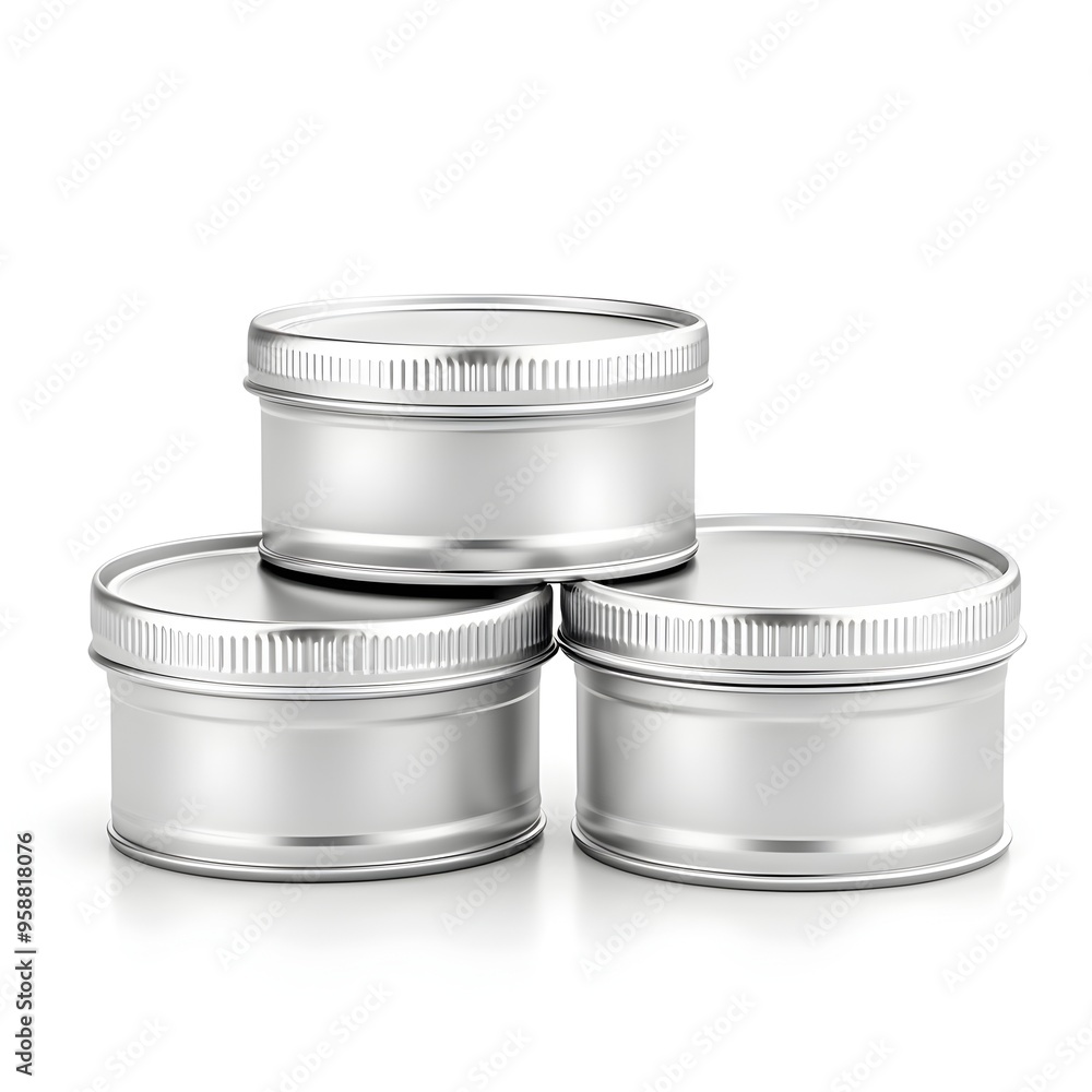 Packaging with Tin Cans Mockup Isolated on White Background Packaging with Tin Cans Mockup Isolated on White Background