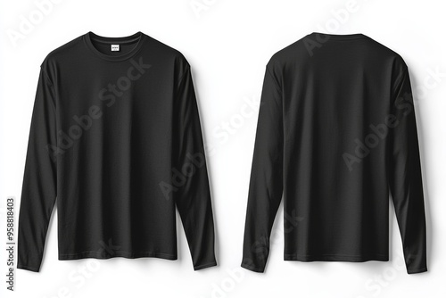 Black long sleeve tshirt mockup isolated created with Generative AI