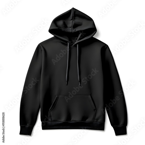 Blank Black Hoodie Sweatshirt Isolated on White Background