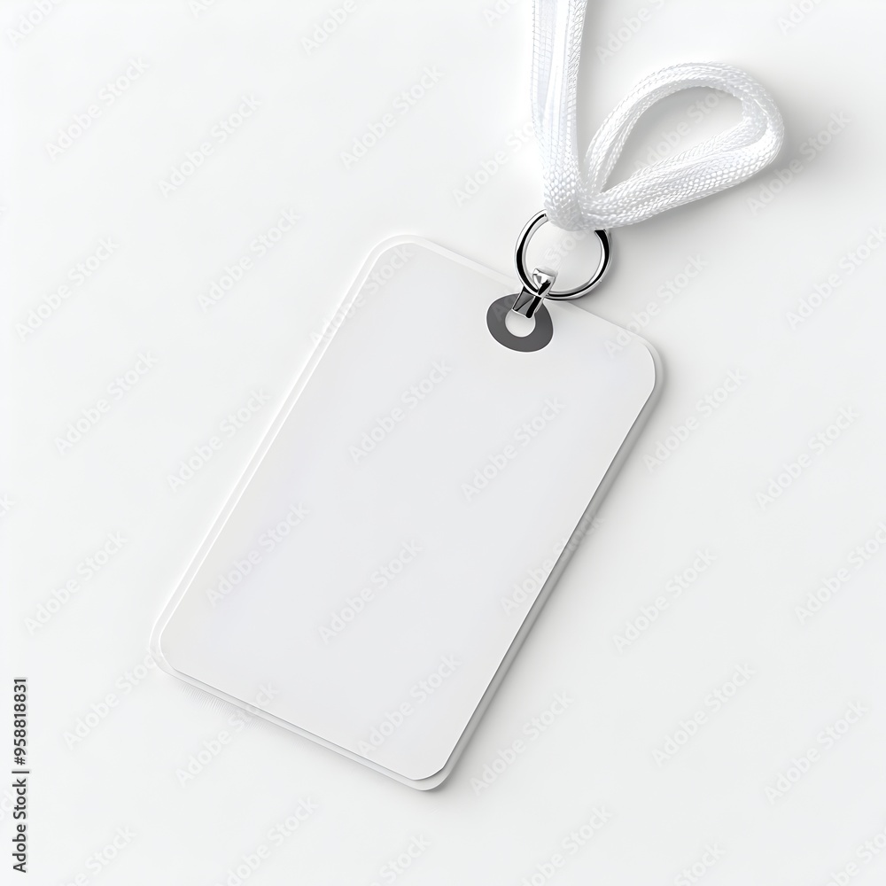 Fototapeta premium ID Card Mockup with Blank Photo and Name Badge on White Background
