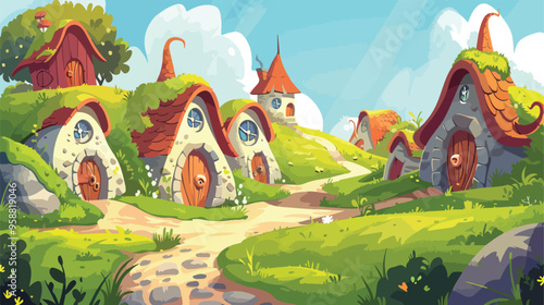Gnome Village with Houses Fairytale Landscape